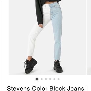 Color Block Jeans Mom 
